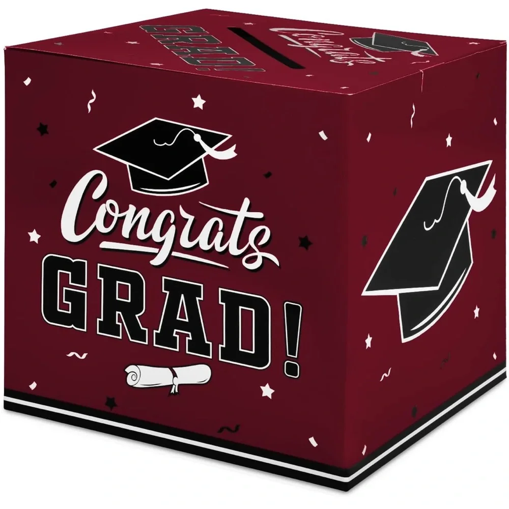 Graduation Party Gift Box - Maroon and Black